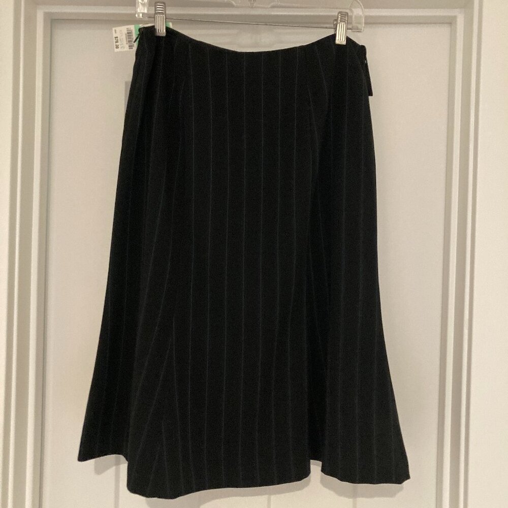 Alfani flared skirt, black with blue pinstripes, never worn